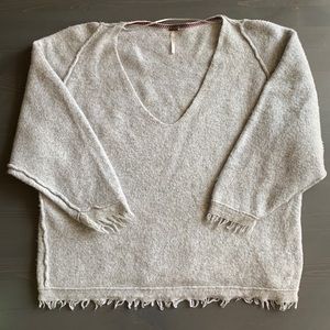 gray fringe free people sweater